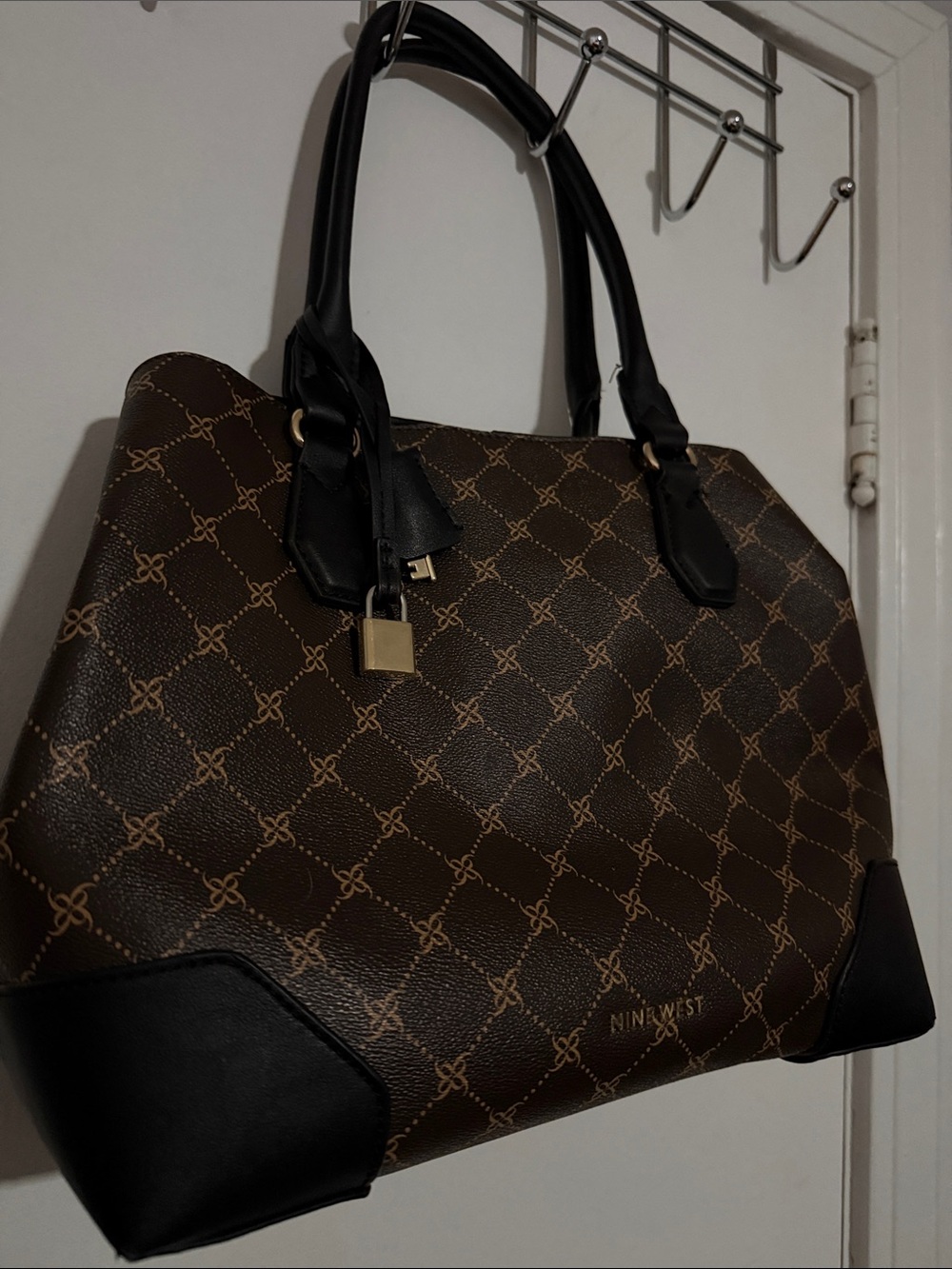 Nine West Brown and Black Patterned Tote